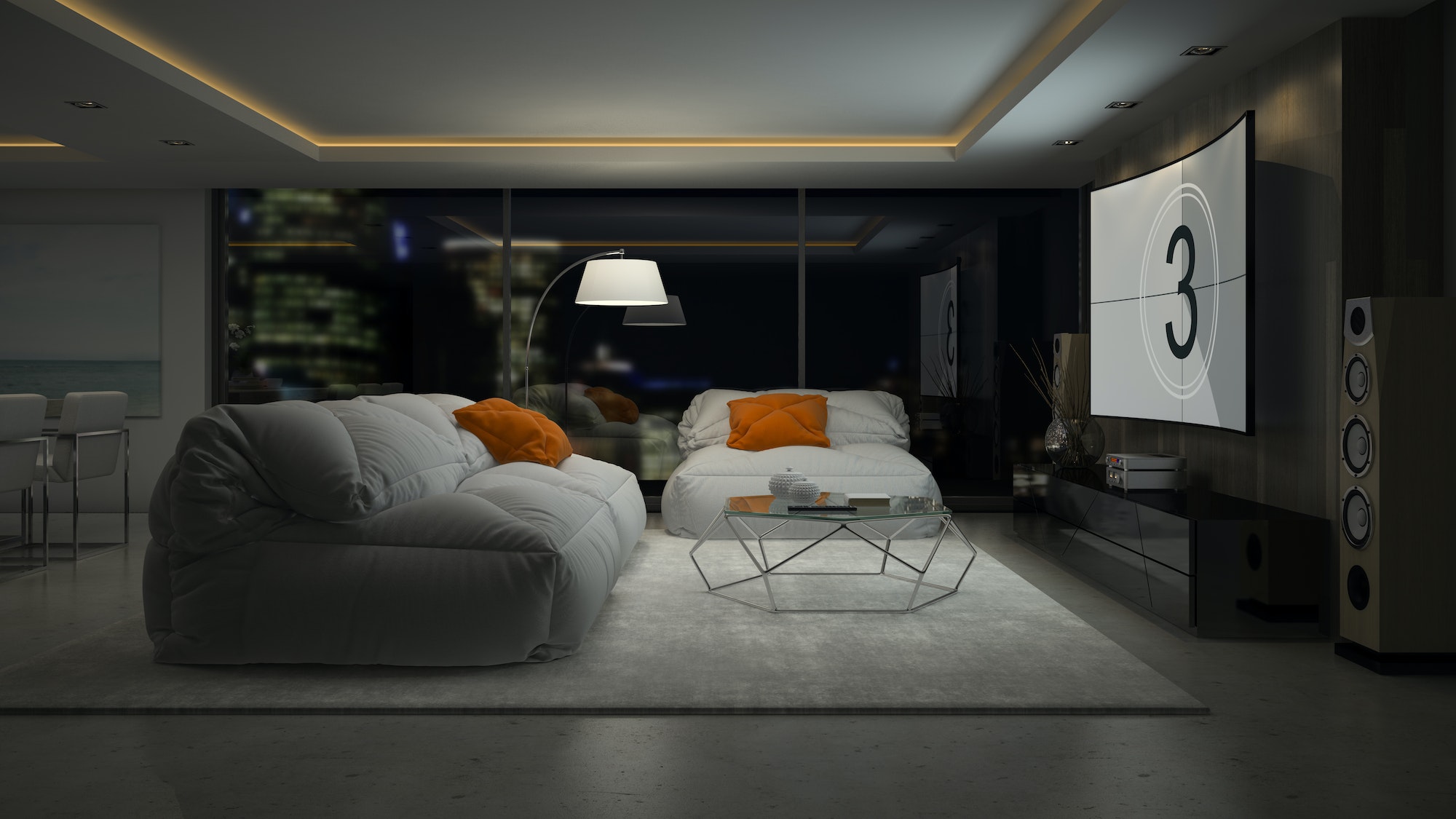 Interior of modern design room 3D rendering