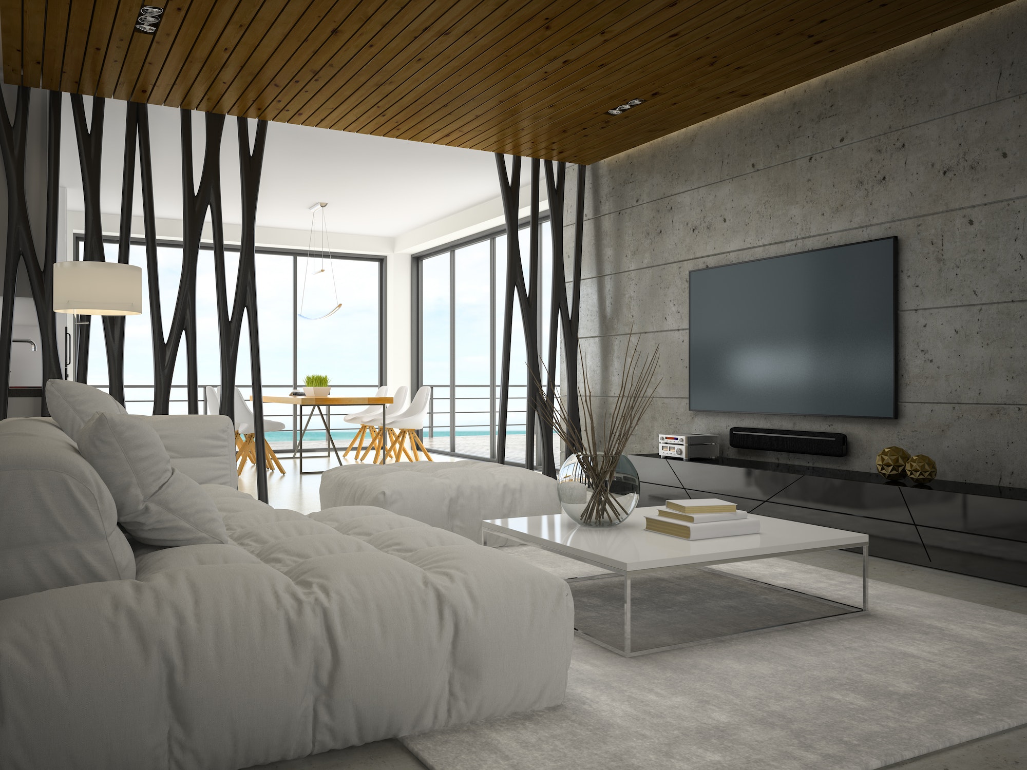 Interior of modern design room 3D rendering